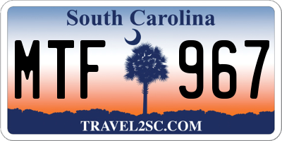 SC license plate MTF967