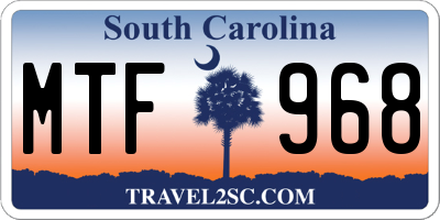 SC license plate MTF968