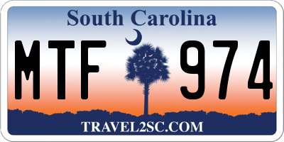 SC license plate MTF974