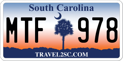 SC license plate MTF978