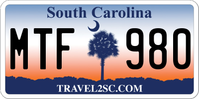 SC license plate MTF980