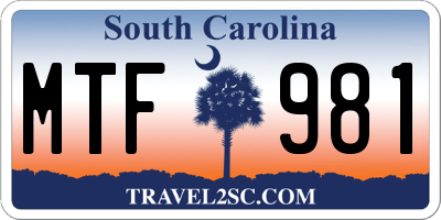 SC license plate MTF981