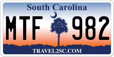 SC license plate MTF982