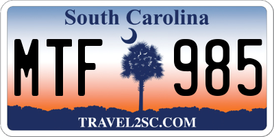SC license plate MTF985