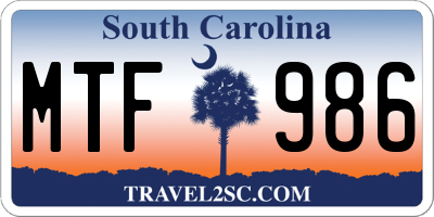 SC license plate MTF986