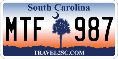SC license plate MTF987