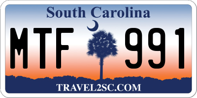 SC license plate MTF991