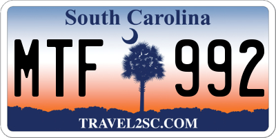 SC license plate MTF992