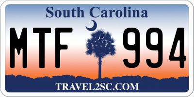 SC license plate MTF994