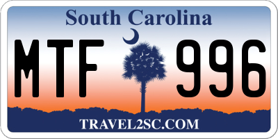SC license plate MTF996