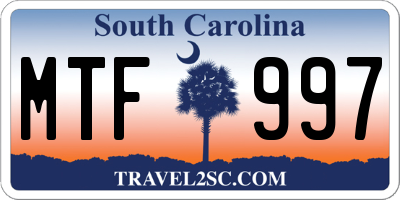 SC license plate MTF997