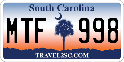 SC license plate MTF998