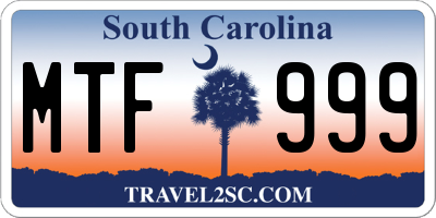 SC license plate MTF999