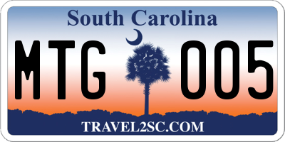 SC license plate MTG005