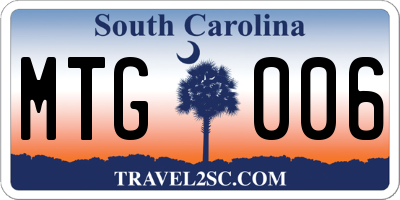 SC license plate MTG006