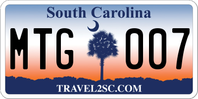 SC license plate MTG007