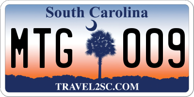 SC license plate MTG009