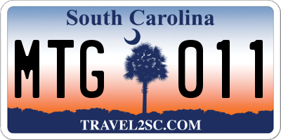 SC license plate MTG011