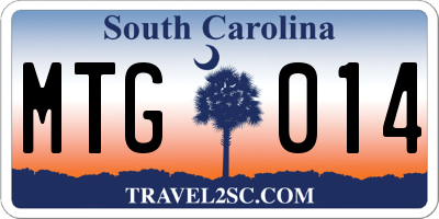 SC license plate MTG014