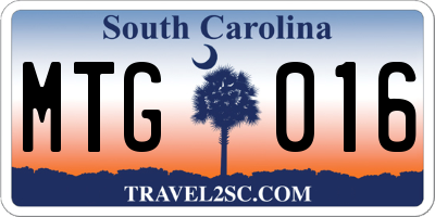 SC license plate MTG016