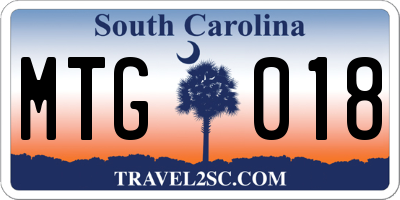 SC license plate MTG018