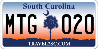 SC license plate MTG020