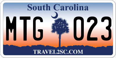 SC license plate MTG023