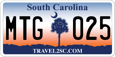 SC license plate MTG025