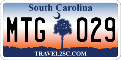 SC license plate MTG029