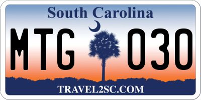 SC license plate MTG030