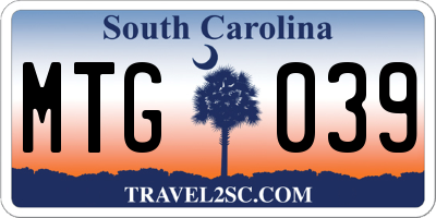 SC license plate MTG039