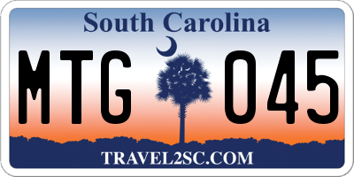 SC license plate MTG045