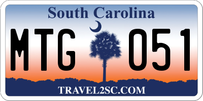 SC license plate MTG051