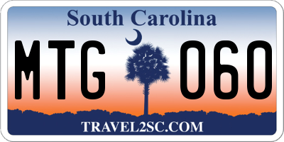 SC license plate MTG060