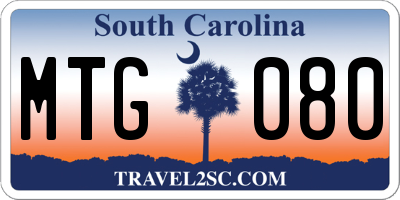 SC license plate MTG080
