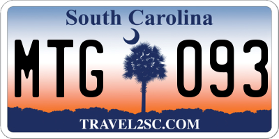 SC license plate MTG093