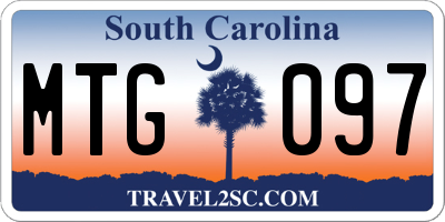 SC license plate MTG097