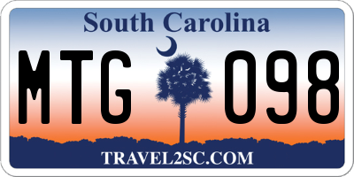 SC license plate MTG098