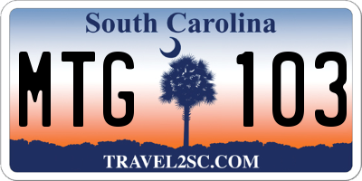SC license plate MTG103