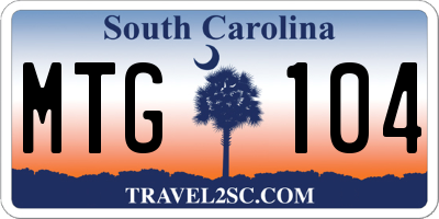 SC license plate MTG104