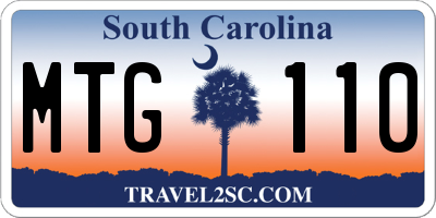 SC license plate MTG110