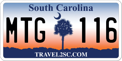 SC license plate MTG116