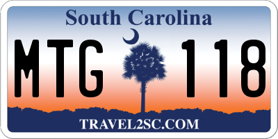 SC license plate MTG118