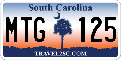 SC license plate MTG125