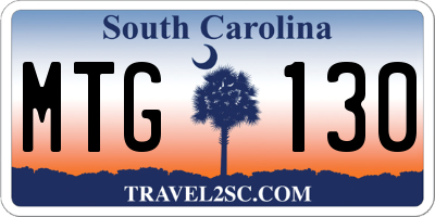 SC license plate MTG130