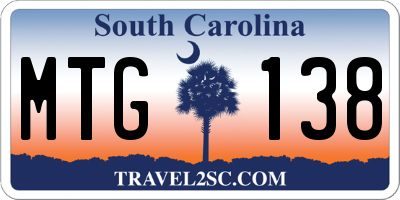 SC license plate MTG138