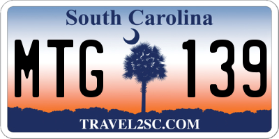 SC license plate MTG139