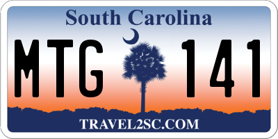 SC license plate MTG141