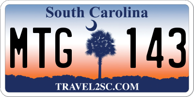 SC license plate MTG143
