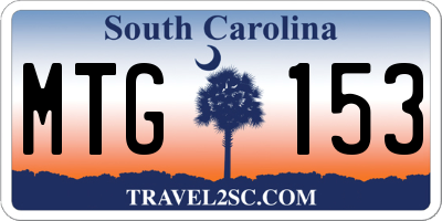 SC license plate MTG153